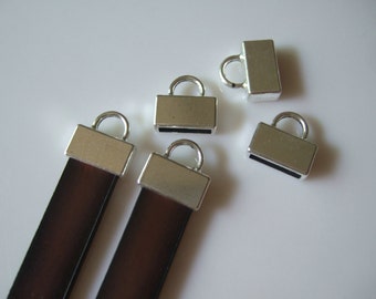 10 Pieces Antique Silver Flat Leather End Caps , 10mm Flat Leather clasp , 10x2mm Flat Leather Findings SP343