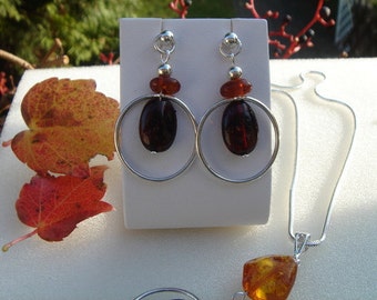 925 Silver earrings with Baltic amber!