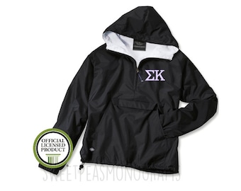 Sigma Kappa Pullover, Monogram Wind Breaker Pullover, Rain Jacket Pullover, Charles River Pullover, Sorority Gift, Sig-Kap, Sigma Kappa