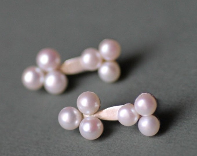 Pearl earring - wedding earring - triple pearl earring - white pearl earring - gold earring - silver pearl earring