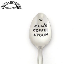 Mom's Coffee Spoon Hand Stamped Spoon, Stainless Steel Silverware, Unique Birthday Gifts For Mom, For Wife, Stocking Stuffer Christmas Gifts