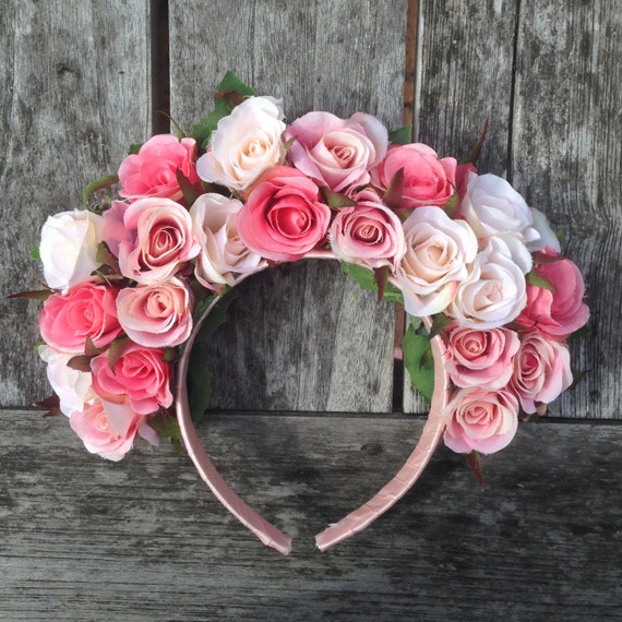 REDUCED Pink Rose Flower Crown