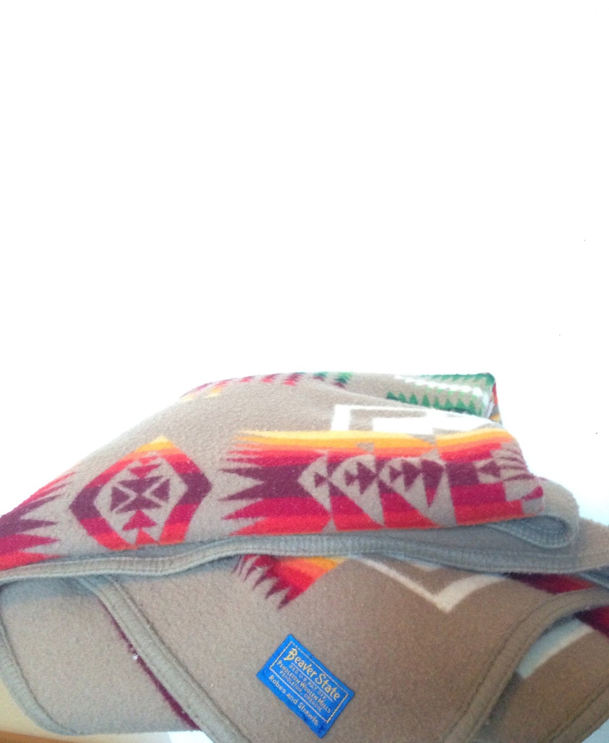 Vintage Beaver State Pendleton Wool Blanket Throw Well Worn