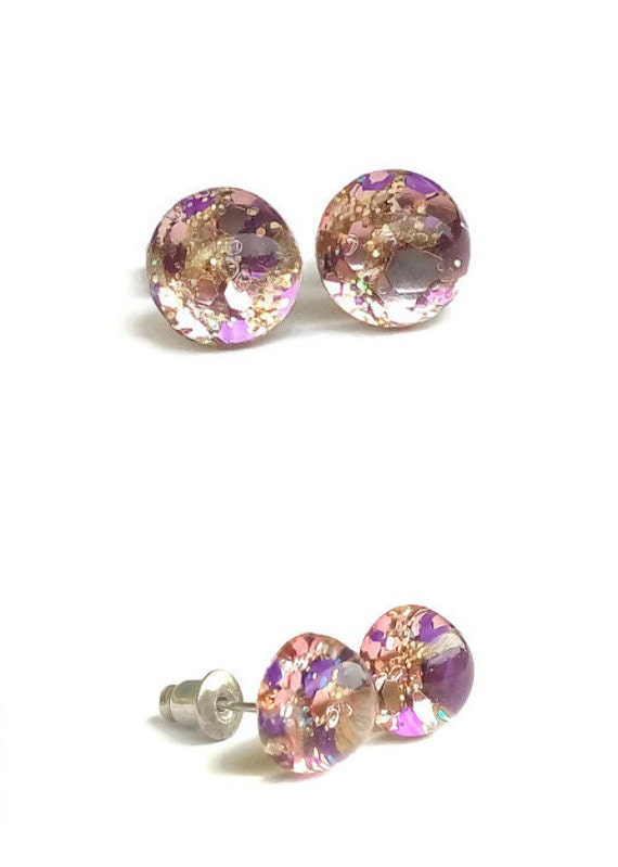 Items similar to Party stud earrings, post earrings, small stud, resin earrings, tiny stud, gift