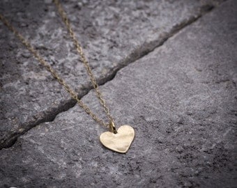 Heart necklace, gold heart necklace, tiny heart necklace, gold love necklace, dainty heart necklace, gold heart pendant, gold heart charm