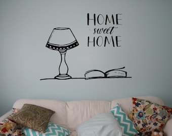 Home Sweet Home Wall Decal Table Lamp Vinyl Sticker Wall Quote Home Interior Wall Decor Mural Housewares 12(hsh)