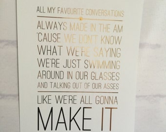 ONE DIRECTION Foil Lyric Art - Made in the A.M.