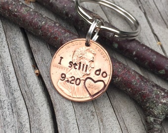 I Still Do Hand Stamped Heart Around Year Penny, Personalized Gift For Him, Her, Custom 1, 7 Year Anniversary Gift, Traditional Copper