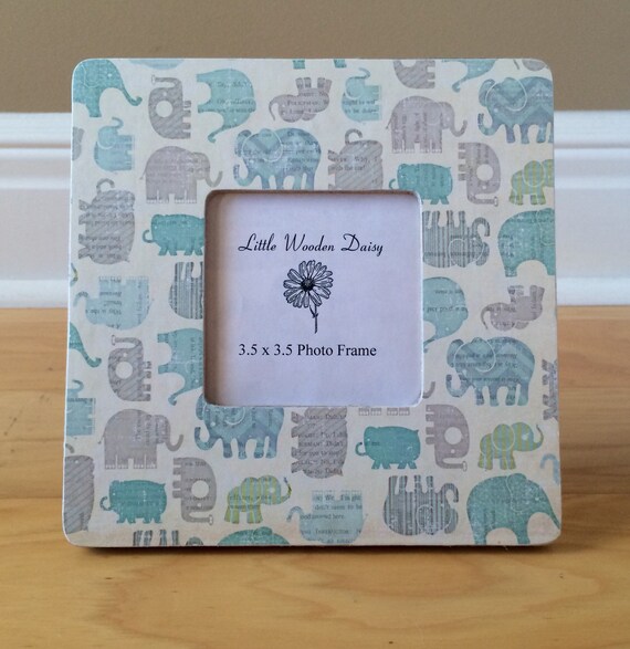 Elephant Picture Frame / Blue Elephants / Picture Frame