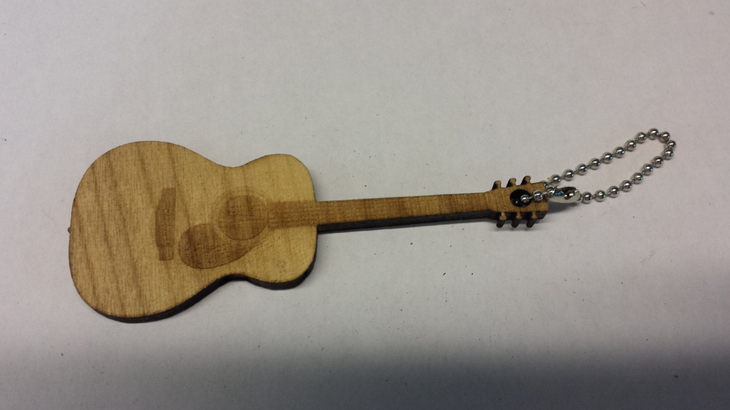 Wooden Engraved Acoustic Guitar Keychain Personalize the back