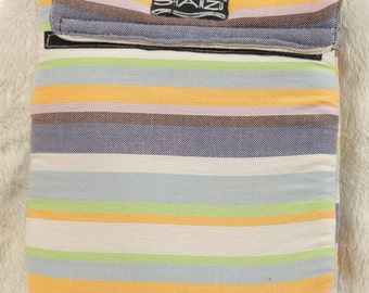 SALE! MADE in KENYA-iPad Cover-Kindle Cover-Tablet Cover-steel blue/yellow/white stripes-10"tall x 7-3/4" wide-Handmade by handicapped women