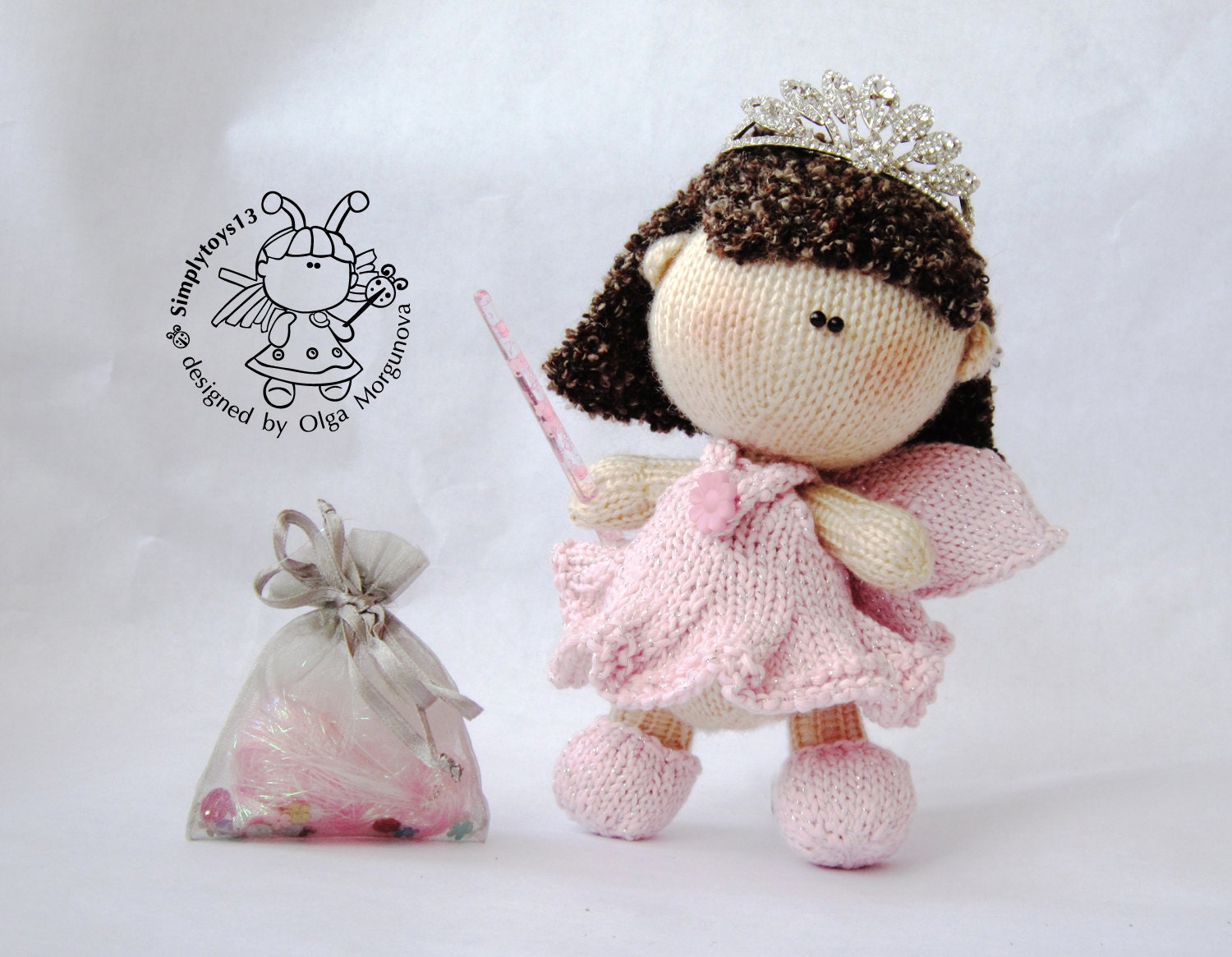 Pebble doll Fairy knitting pattern knitted round Amigurumi