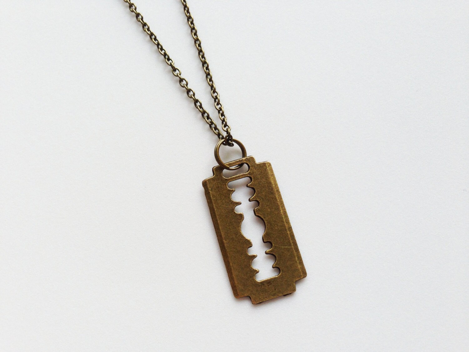 RAZOR BLADE Necklace Blade Pendant Charm Chain by ZHUaccessories