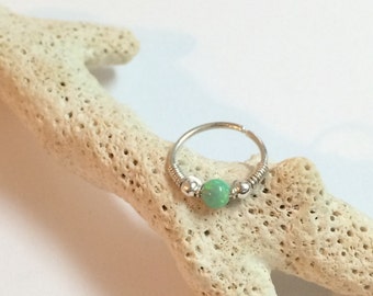 Opal nose hoop, silver nose ring, tiny nose hoop, opal nose ring, nose hoop 18g, nose ring hoop, nose piercing, nose ring 20g, nose jewelry