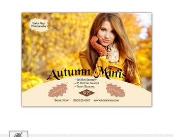 Autumn Fall Mini Session Template, Marketing Board, Photoshop PSD Template for Photographers - s521