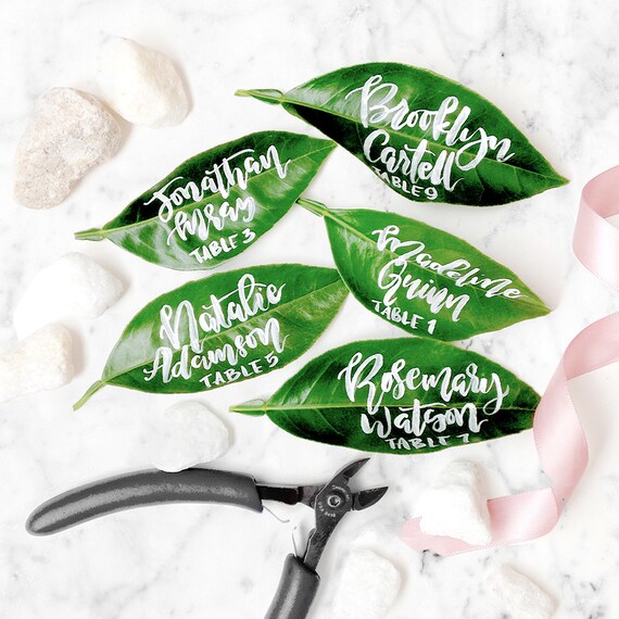 Fresh Leaf Wedding Place Card Floral Wedding Place Card