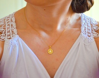 Gold sun necklace, Sun necklace gold, Sunshine necklace gold, Everyday necklace, Summer necklace, Beach necklace, Happiness necklace