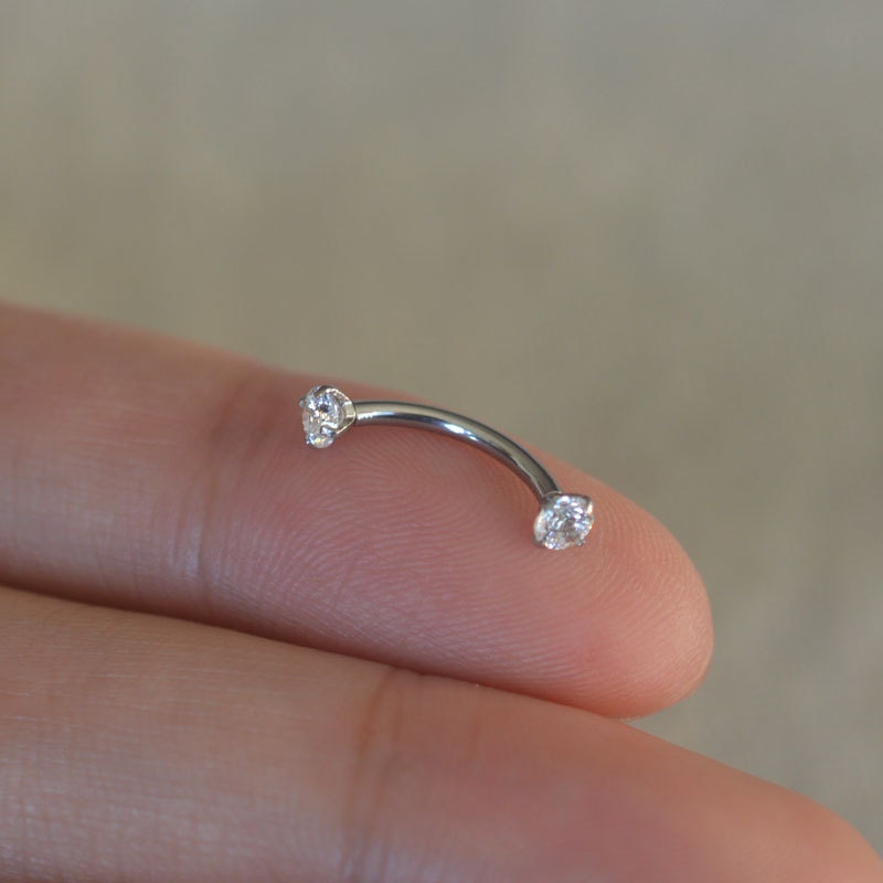 Eyebrow ringdelicate diamond Eyebrow ring Rook by vickybodyjewelry