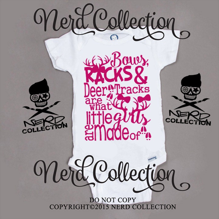Baby Onesie Bows Racks Deer Tracks Little Girls Made Of