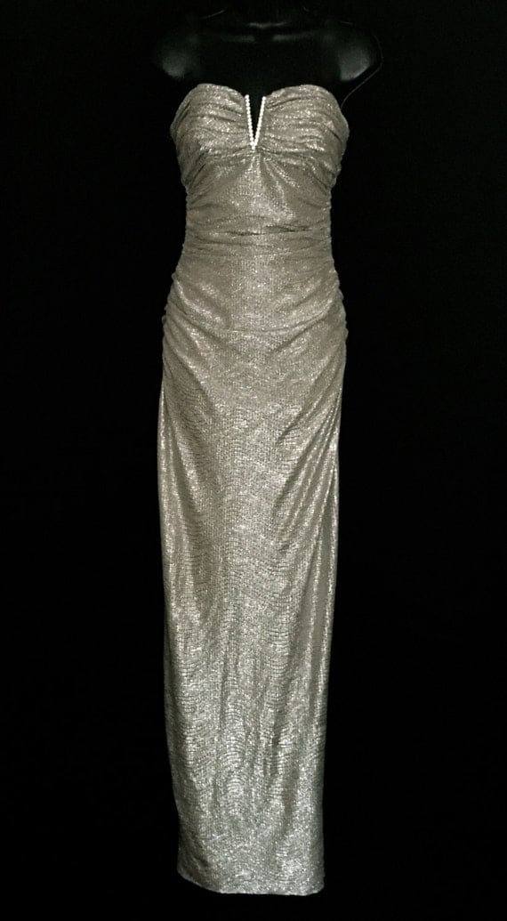 Vintage Silver Lame Gown VG110