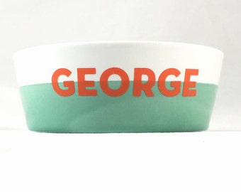 Personalized Dog Bowl Small, Custom Pet Dish, Dog Gift, Modern Dog, Custom Pet Dish, Mint Colorblock Pet Bowl, Water Bowl