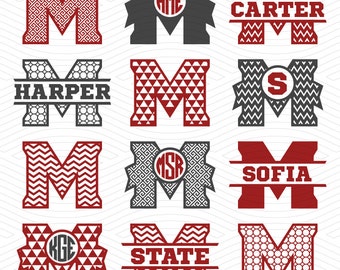 M State Monogram Cutting Files - SVG, EPS, DXF, Studio3 - Mississippi State Bulldogs Cut Files for Silhouette Studio, Cricut Design Space