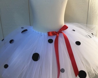 dalmatian tutu - dalmation tutu - halloween costume - dalmatian skirt - dalmation halloween costume - white and black tutu - polka dot