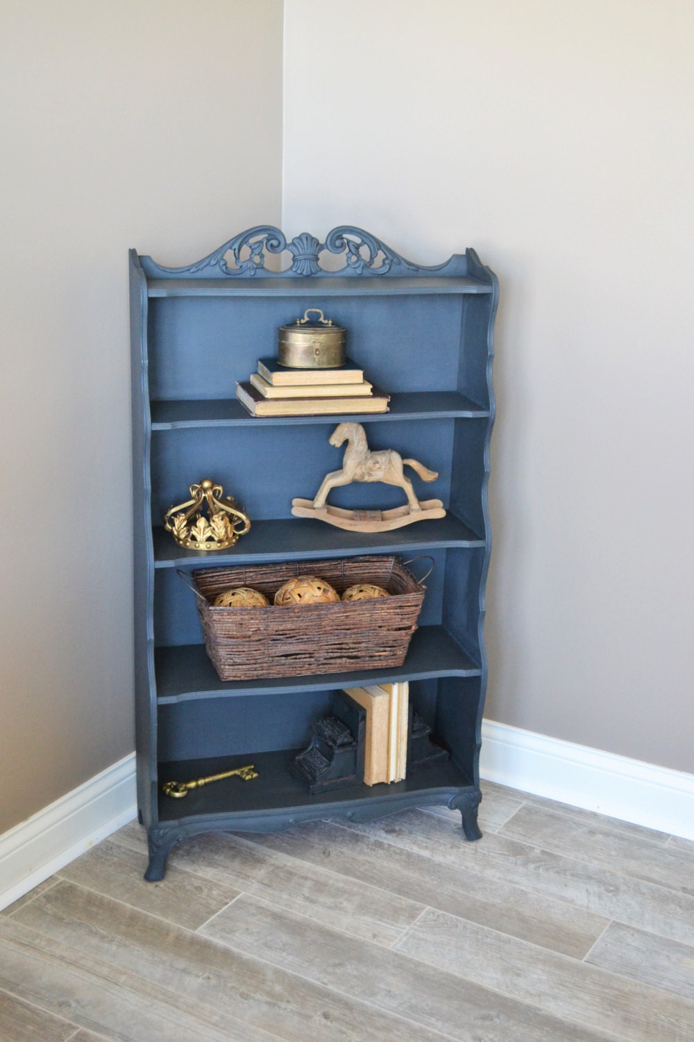 Chalk Painted Annie Sloan Graphite Vintage Bookcase French