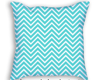 Blue Chevron Pillow Cover and Insert Zig Zag Throw Pillow Decorative Acent Art Nursery Pillow cushion Home Decor Baby Shower Gift 4011
