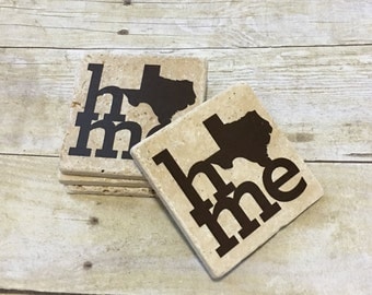 Texas HOME Coasters - State Pride Coasters - Set of 4 Coasters