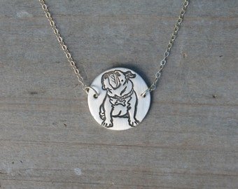 Brass Tiny Bulldog Necklace Cute Animal Dog Necklace 30pcs-N118