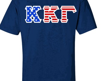 Kappa Kappa Gamma Greek Letter American Flag Tee