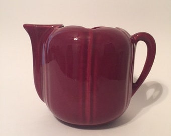 Vintage Maroon Ceramic Pitcher