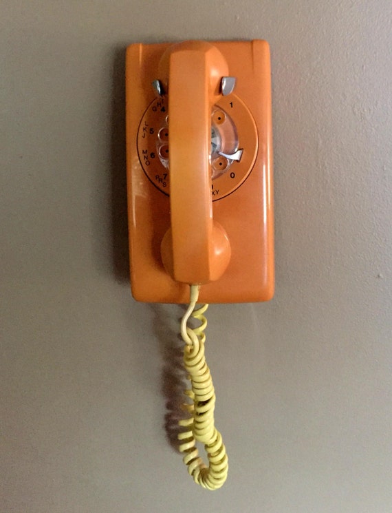 Sale Orange / Yellow Rotary Telephone Kitchen Wall Phone