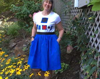 R2D2-inspired T-Shirt Dress for Women--sizes S, M, L, XL, and XXL