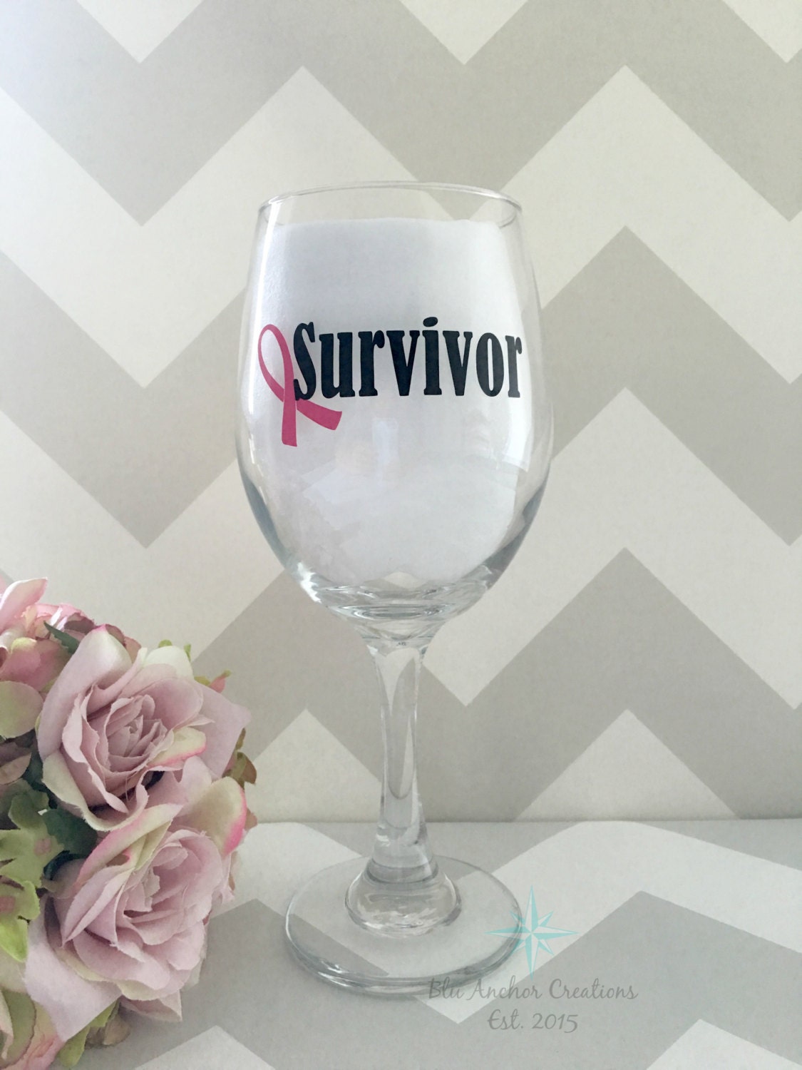 Survivor Wine Glass Breast Cancer Survivor Breast Cancer