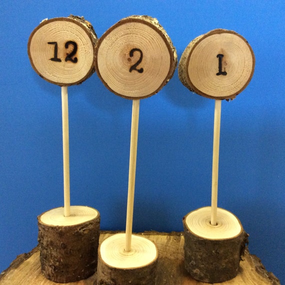 Items similar to rustic wedding table numbers with stand wedding table