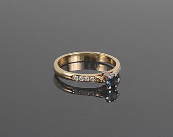 Sapphire ring, Sapphire engagement ring, Blue engagement ring, 14k engagement ring, Yellow engagement ring, September birthstone