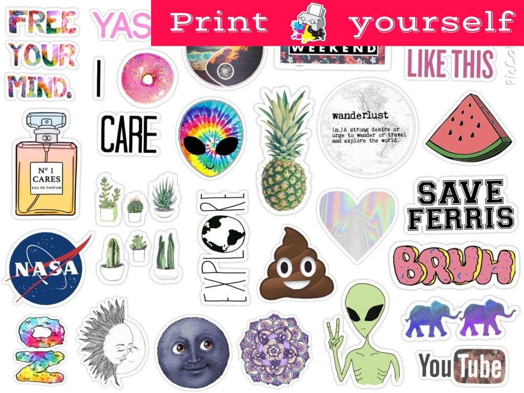 printable officeworks paper sticker Set Stickers of Set Stickers printable Tumblr 125. Mockup