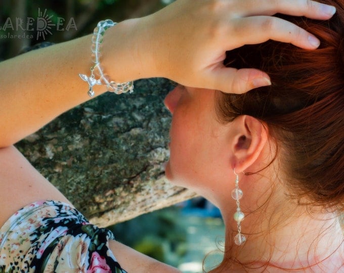 Clear quartz earrings, Clear earrings for bride, Quartz dangle earrings, Quartz earrings, Rock crystal earrings, Bridal earrings