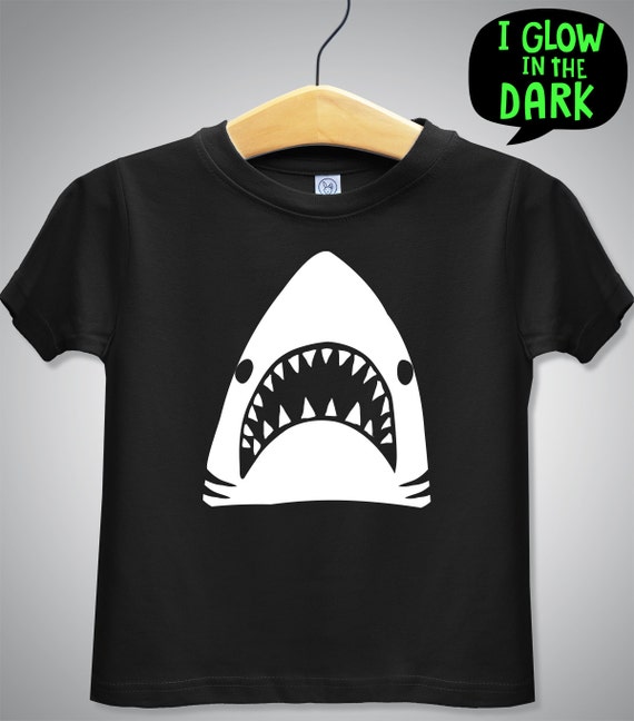 GLOW in THE DARK shark tshirt baby t shirt toddler by cadetseven
