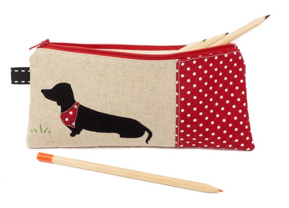 Items similar to Dog pencil case, Large pencil case, Zipper pouch ...