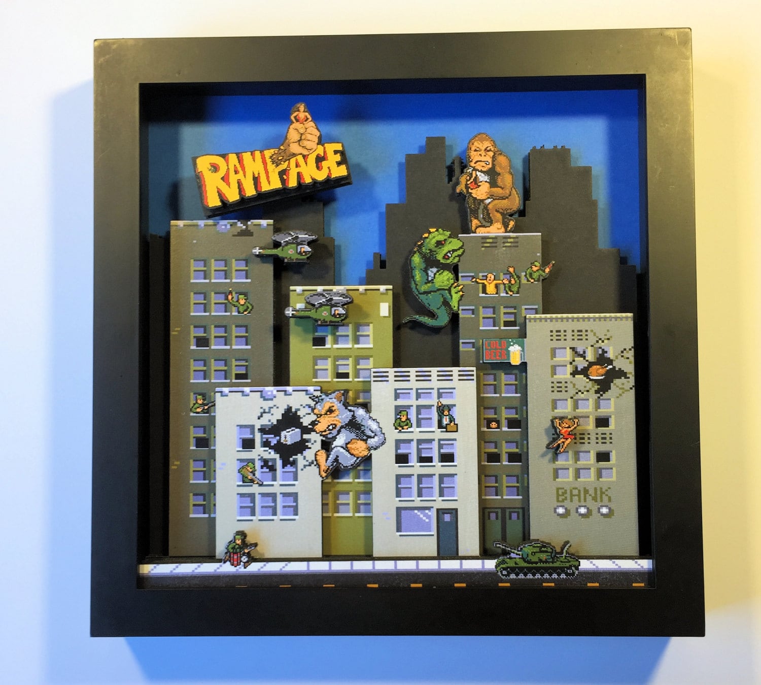 Rampage Arcade Game 3D Shadow Box by GlitchArtwork on Etsy