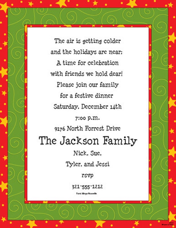 christmas stars holiday party invitation family christmas invite