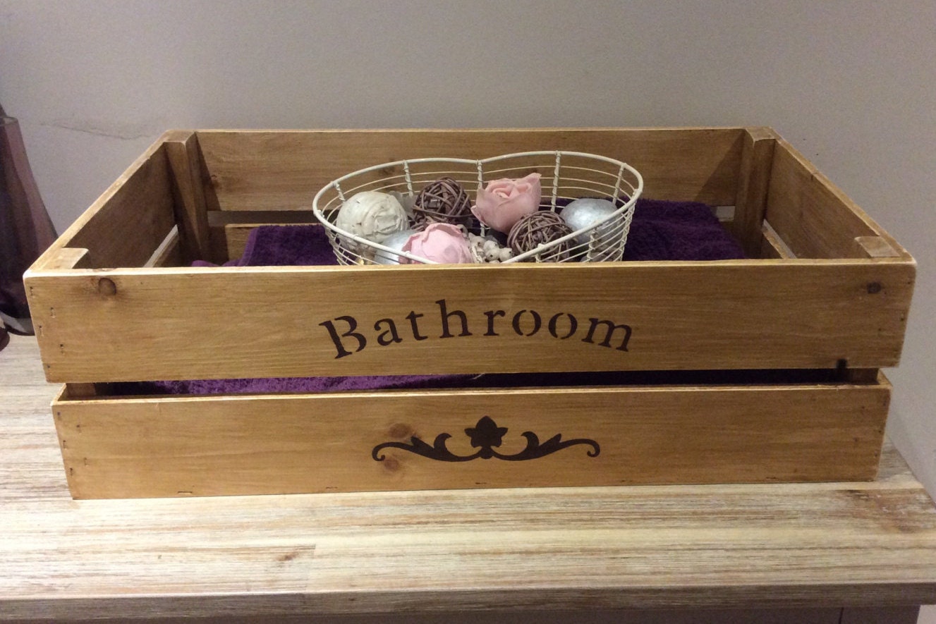 Bathroom storage crate apple crate wooden crate shabby