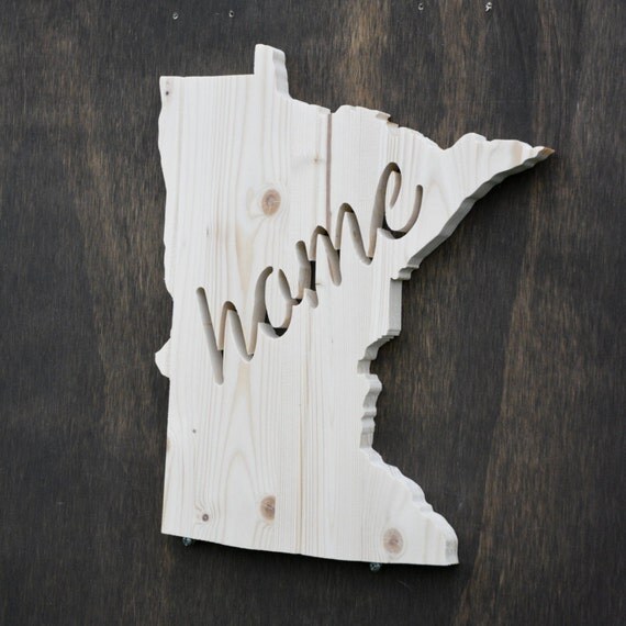 Minnesota State Wood Cutout Home