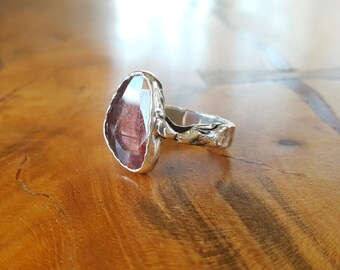 Faceded Pink Tourmaline Silver Ring