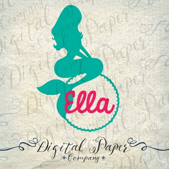 Download Little Mermaid Monogram Frame SVG DXF Vinyl by ...