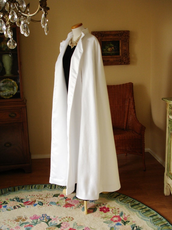 White Formal Long Bridal Cape Wedding Cape Long Fleece Cloak