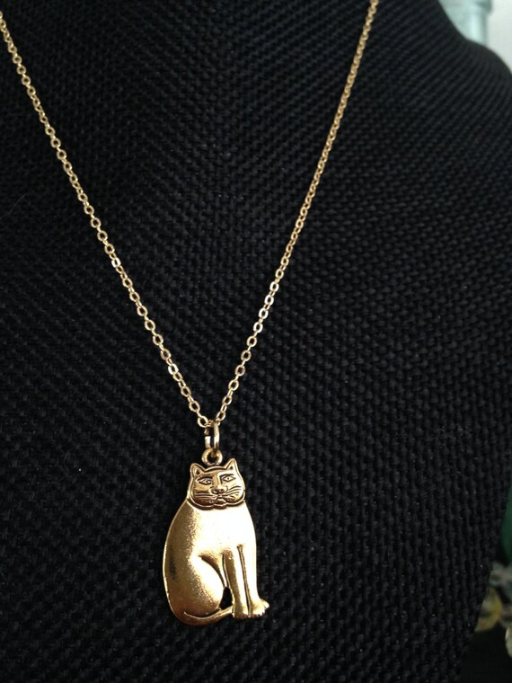 Cat pendant necklace Laurel Burch gold cat pendant cat